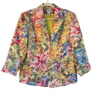 Chico's Floral Multicolor Blazer Chico's Size 1 (Size 8)